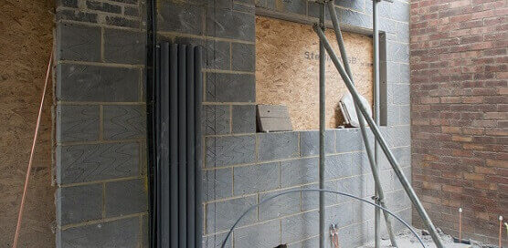 plumbing pipes exposed in a plumbing project